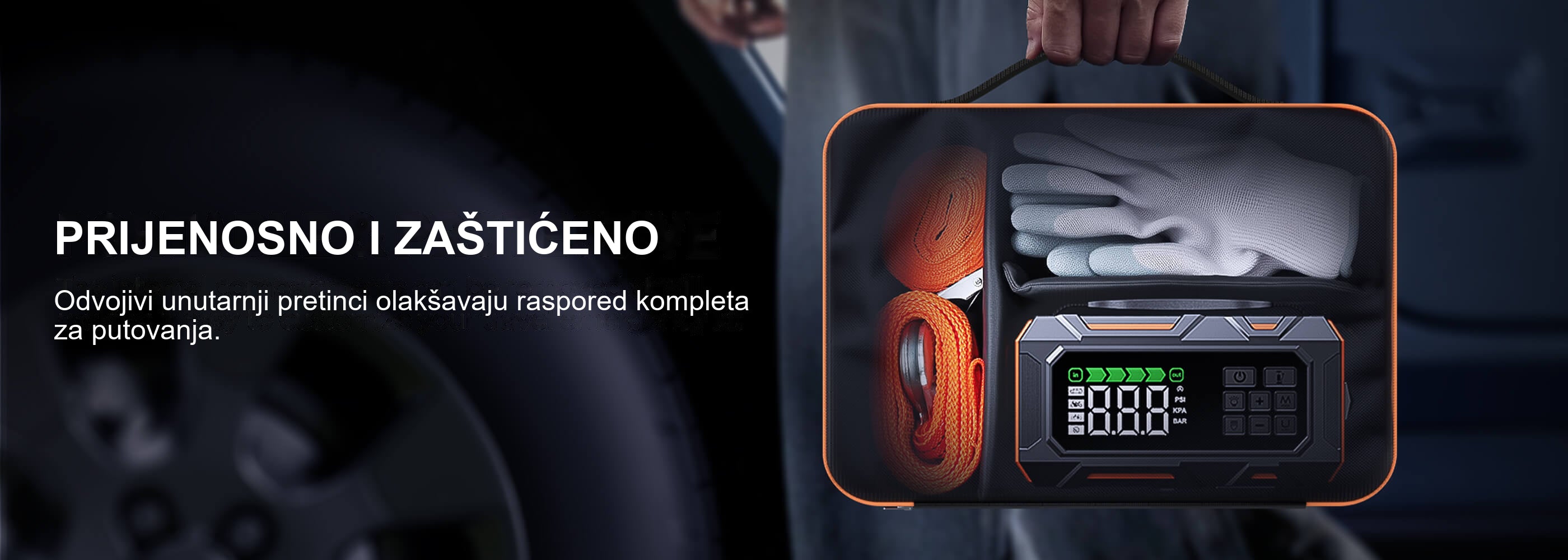 Buture Beta09 · PRIJENOSNO I ZAŠTIĆENO · Odvojivi unutarnji pretinci olakšavaju raspored kompleta za putovanja.