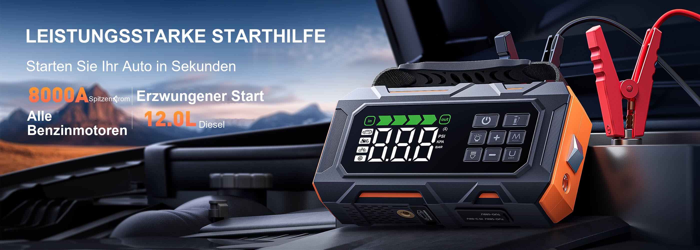Buture Beta09 · LEISTUNGSSTARKE STARTHILFE · Starten Sie Ihr Auto in Sekunden
