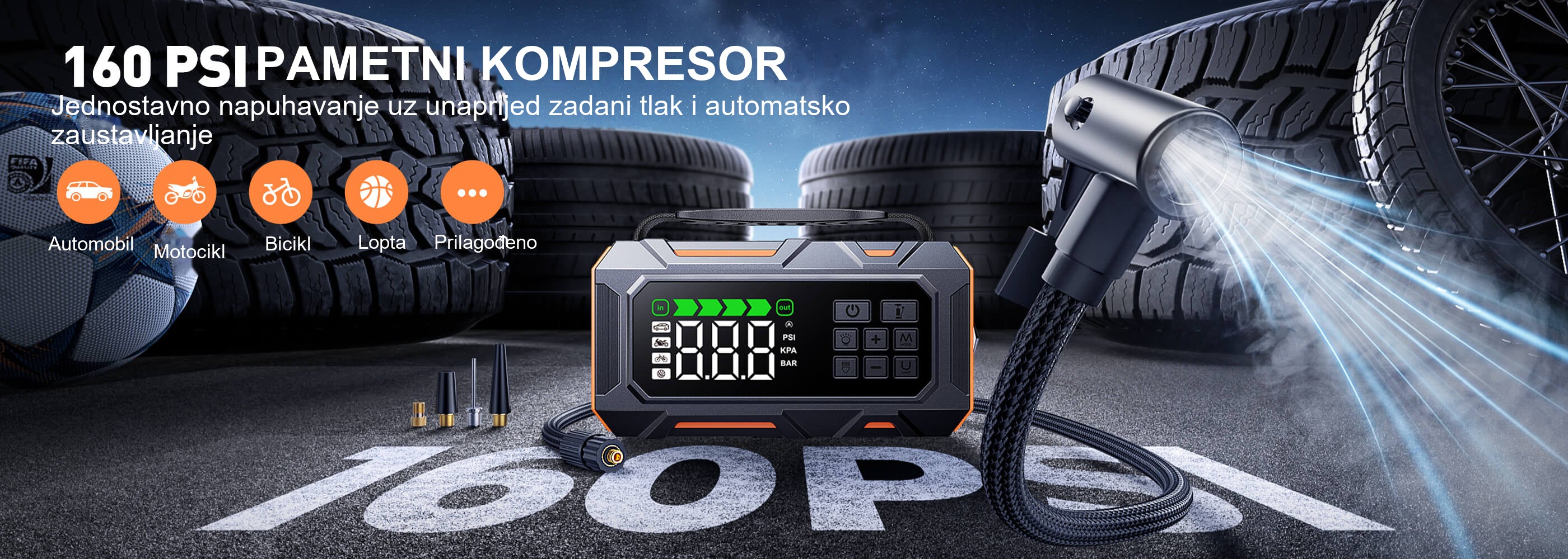 Buture Beta09 · PAMETNI KOMPRESOR · Jednostavno napuhavanje uz unaprijed zadani tlak i automatsko zaustavljanje