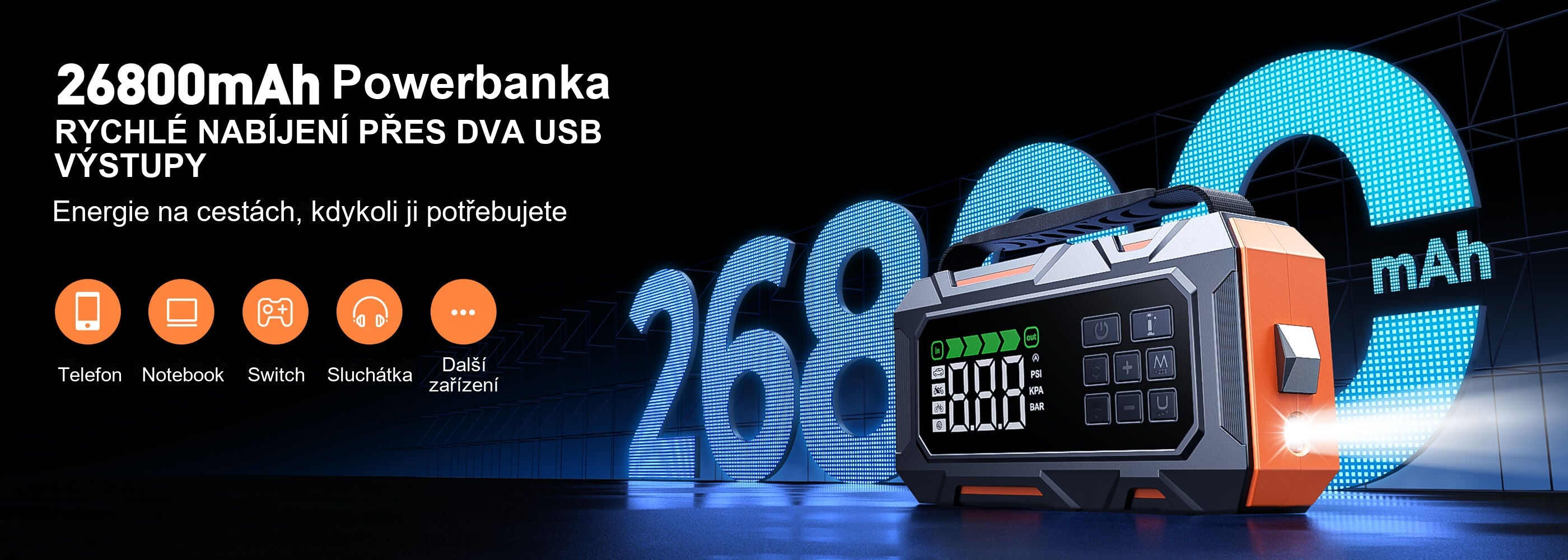 Buture Beta09 · Powerbanka · RYCHLÉ NABÍJENÍ PŘES DVA USB VÝSTUPY