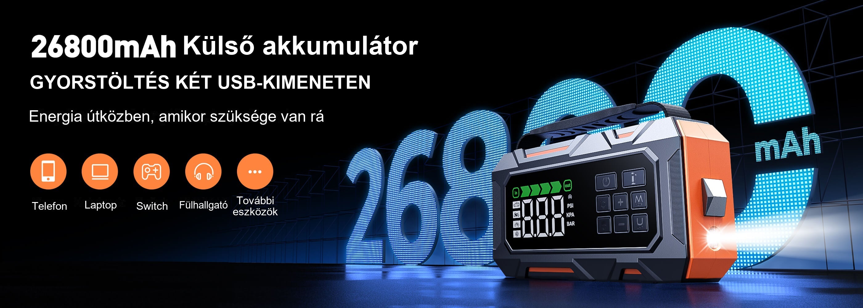 Buture Beta09 · Külső akkumulátor · GYORSTÖLTÉS KÉT USB-KIMENETEN