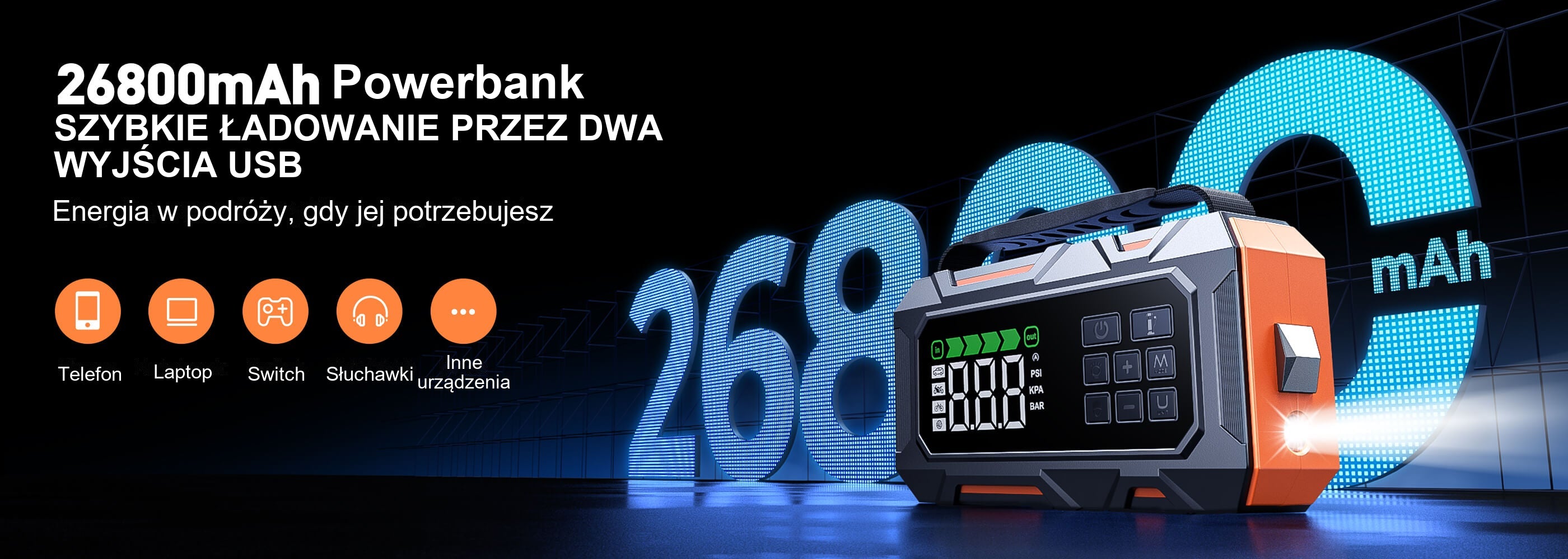 Buture Beta09 · Powerbank · SZYBKIE ŁADOWANIE PRZEZ DWA WYJŚCIA USB