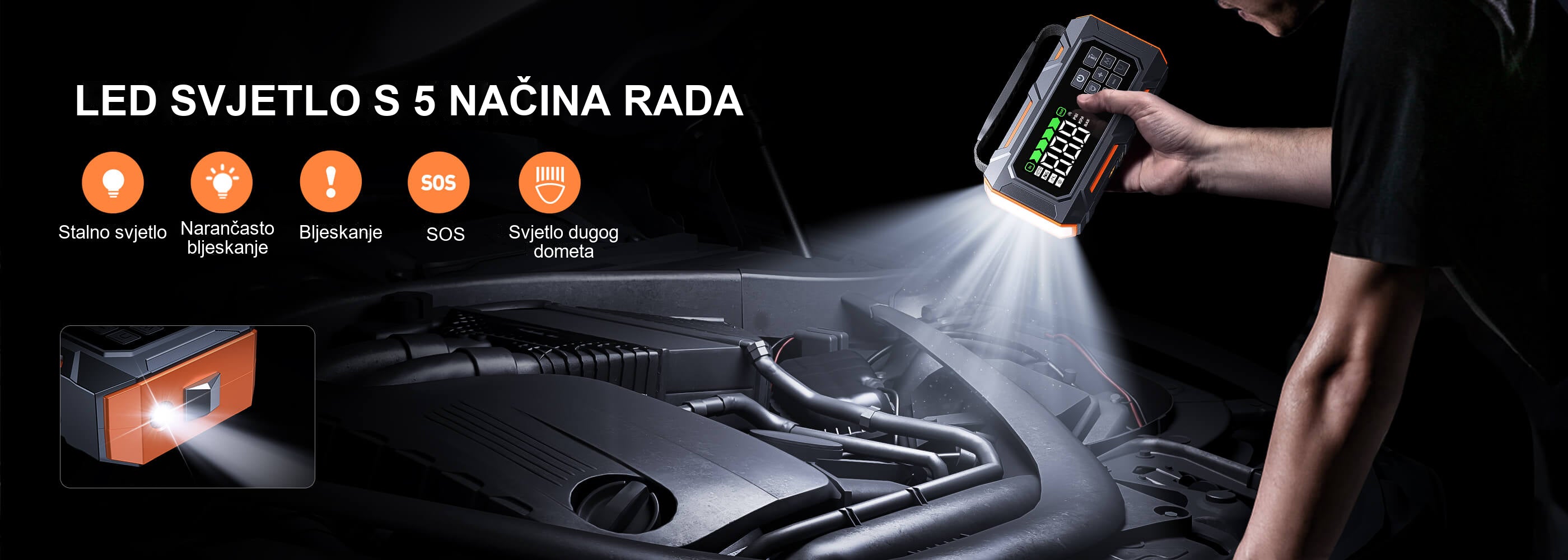 Buture Beta09 · LED SVJETLO S 5 NAČINA RADA · Stalno svjetlo