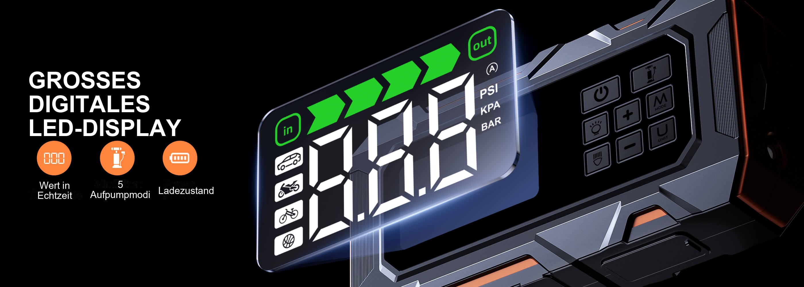 Buture Beta09 · GROSSES DIGITALES LED-DISPLAY · Wert in Echtzeit
