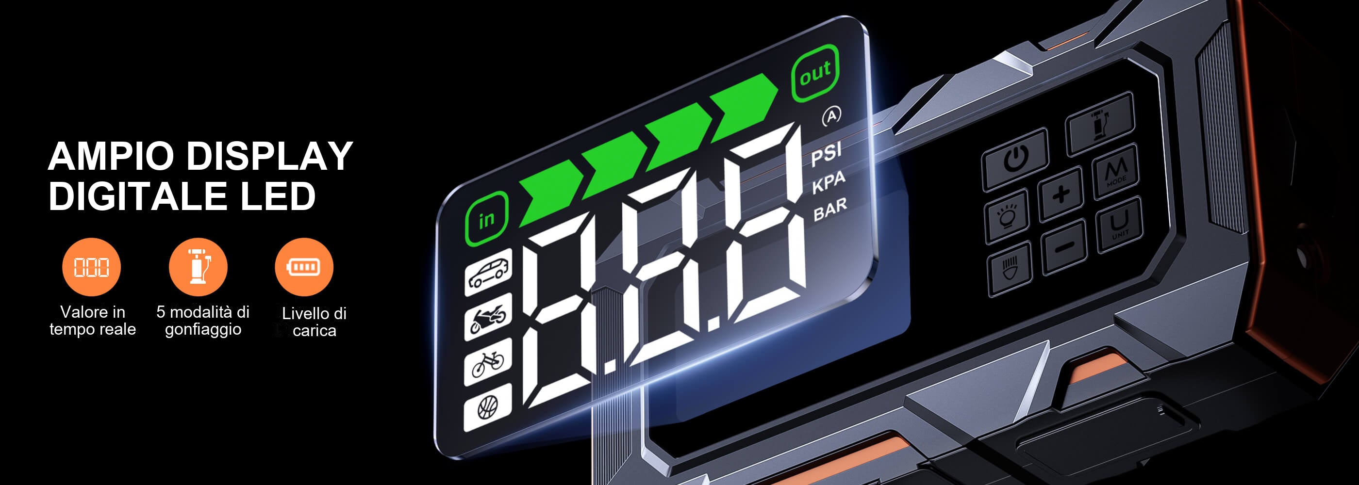Buture Beta09 · AMPIO DISPLAY DIGITALE LED · Valore in tempo reale