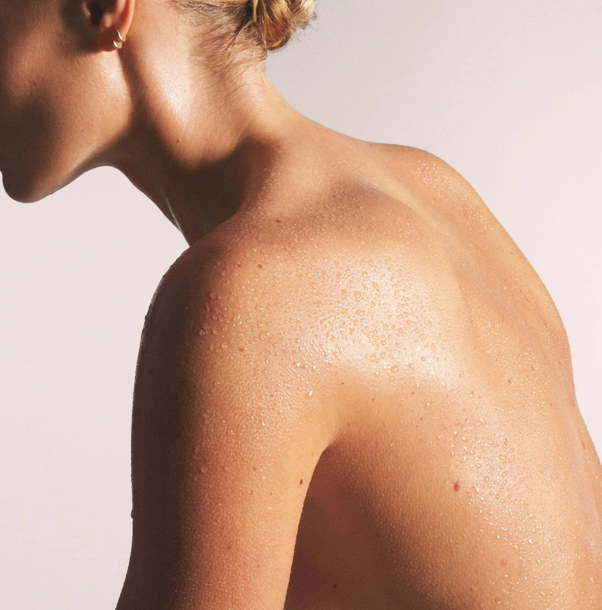 Close-up of a person's shoulder and upper arm