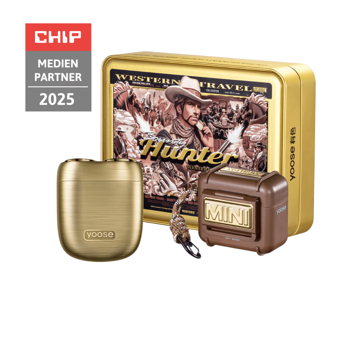 yoose Bounty Hunter – Geschenkset mit Mini-Elektrorasierer