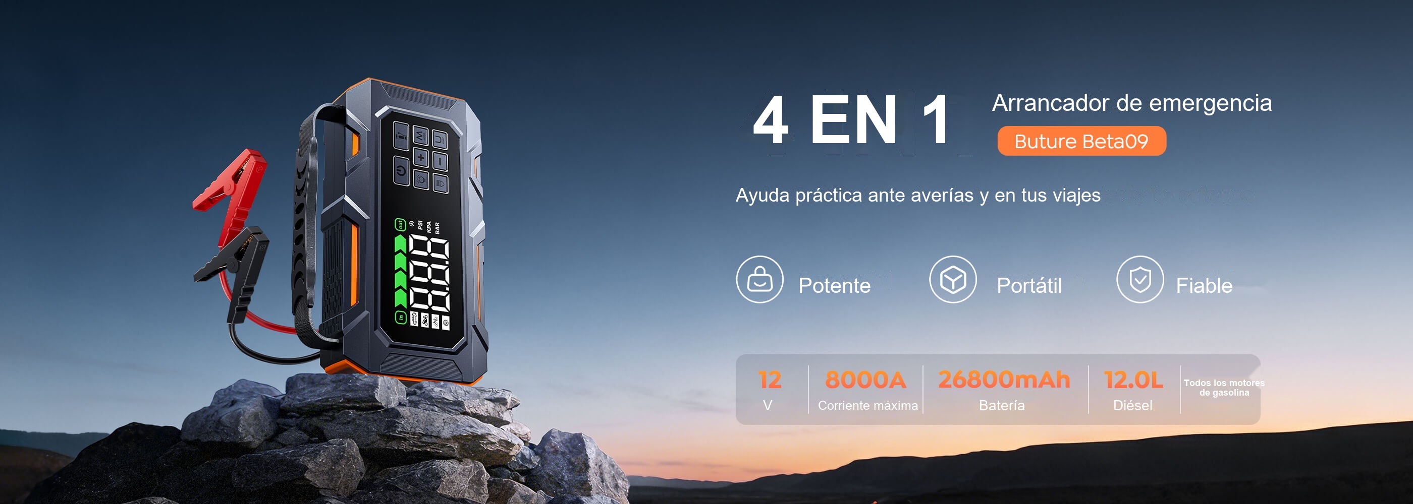 Buture Beta09 · 4 EN 1 · Arrancador de emergencia