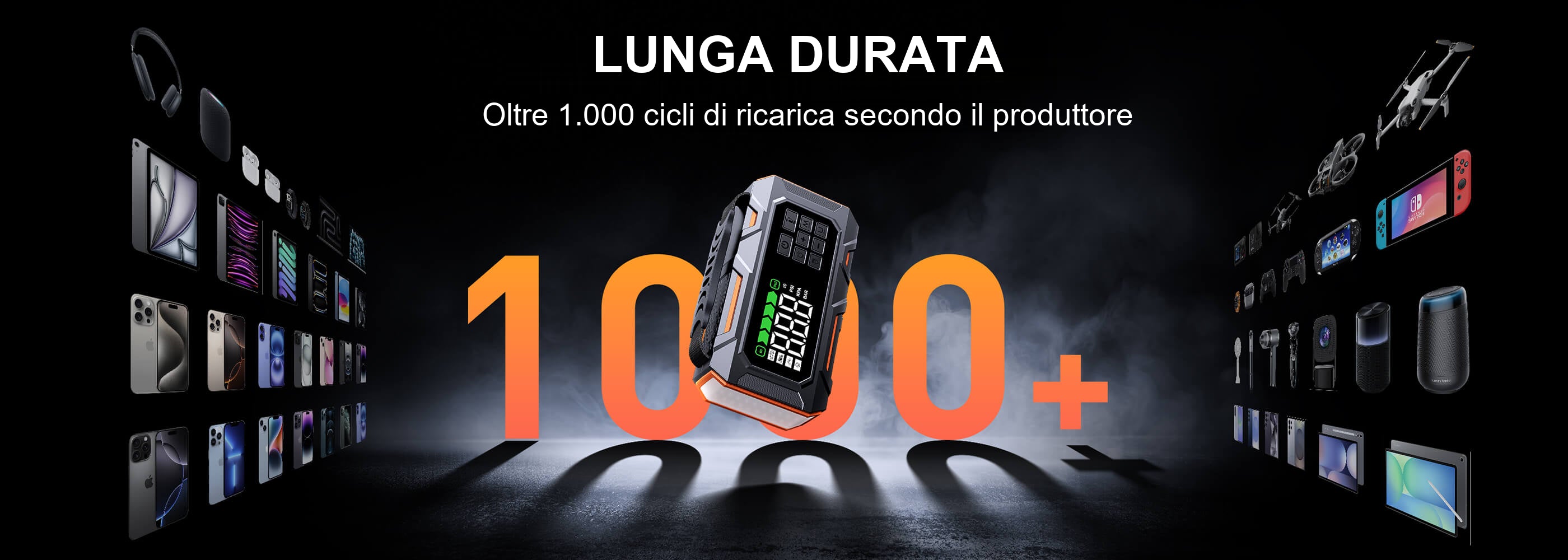 Buture Beta09 · LUNGA DURATA · Oltre 1.000 cicli di ricarica secondo il produttore