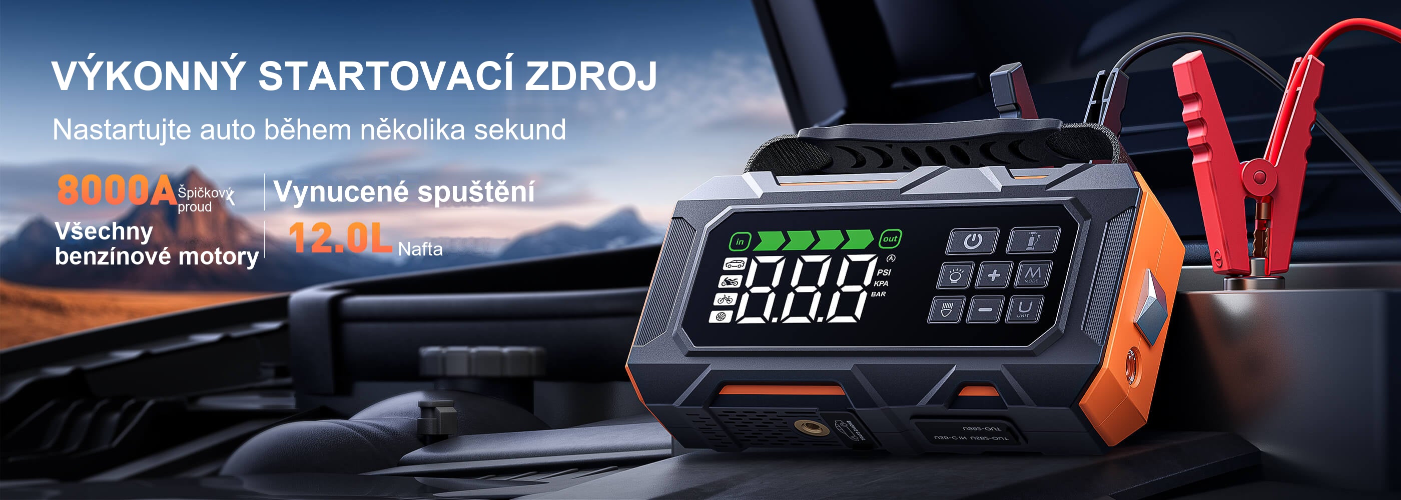 Buture Beta09 · VÝKONNÝ STARTOVACÍ ZDROJ · Nastartujte auto během několika sekund