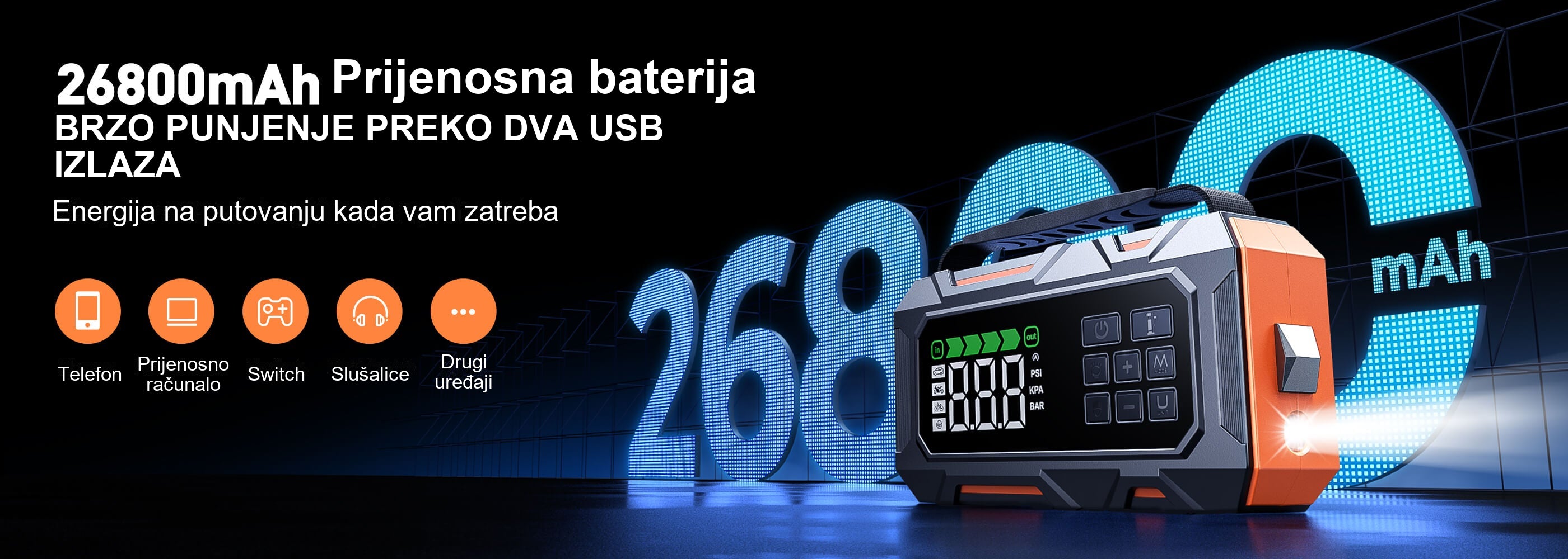 Buture Beta09 · Prijenosna baterija · BRZO PUNJENJE PREKO DVA USB IZLAZA