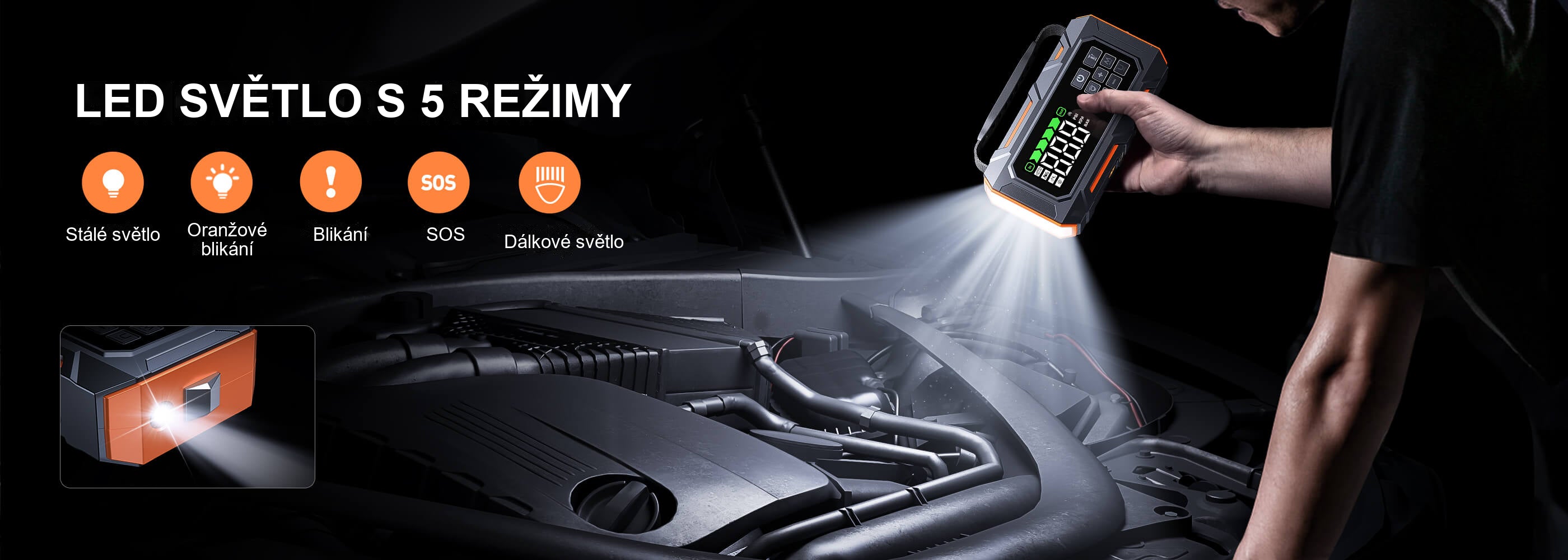Buture Beta09 · LED SVĚTLO S 5 REŽIMY · Stálé světlo
