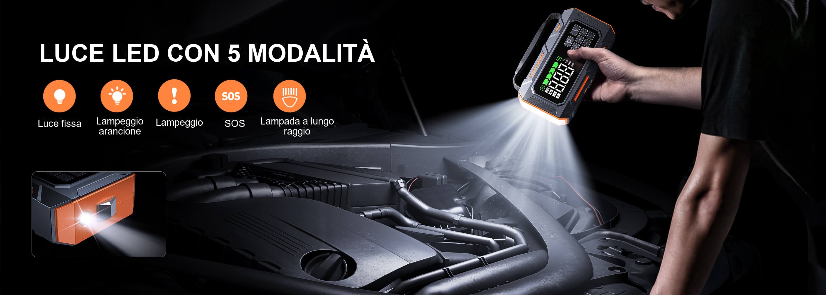 Buture Beta09 · LUCE LED CON 5 MODALITÀ · Luce fissa