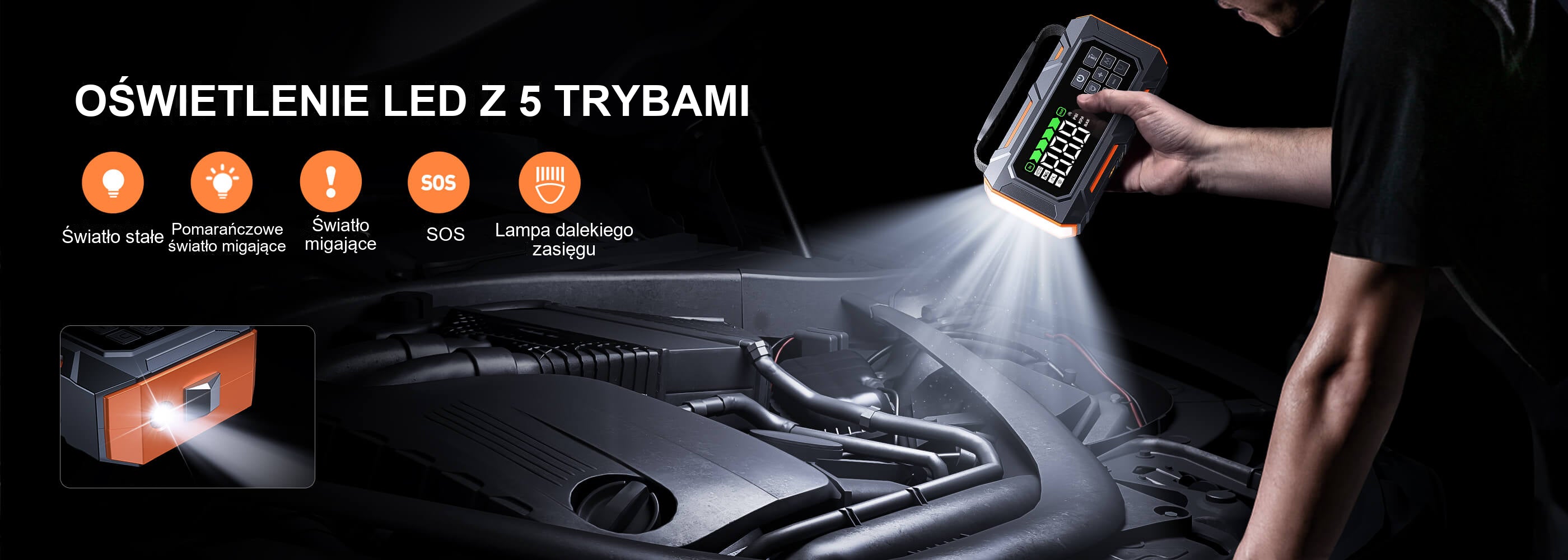 Buture Beta09 · OŚWIETLENIE LED Z 5 TRYBAMI · Światło stałe