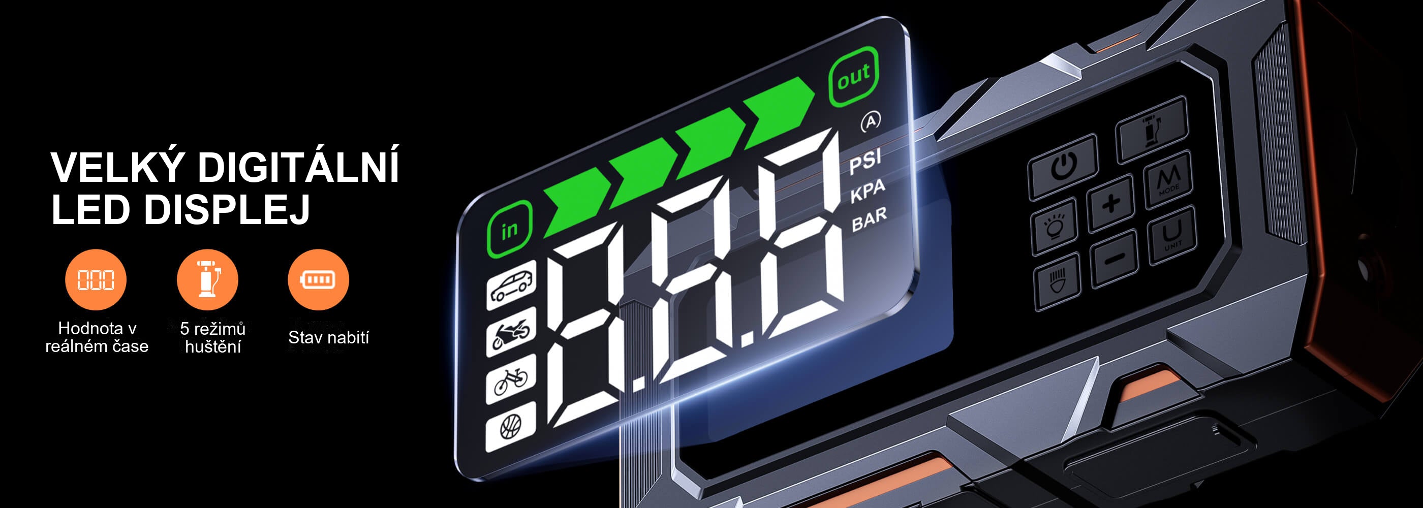 Buture Beta09 · VELKÝ DIGITÁLNÍ LED DISPLEJ · Hodnota v reálném čase