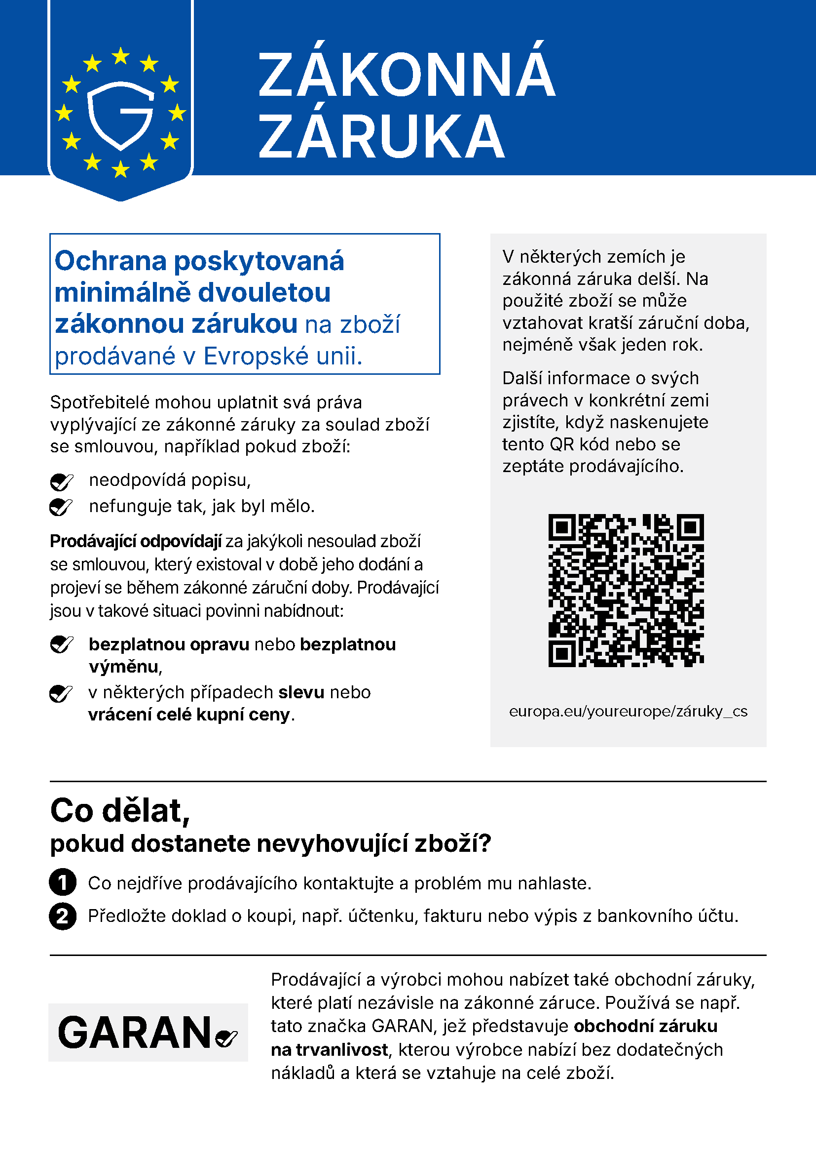 
Oficiální oznámení EU o zákonné záruce v češtině.